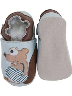 Leder-Krabbelschuhe "Eichhörnchen" In Hellblau -Geschäft Für Kinderperipherieprodukte lait et miel leder krabbelschuhe eichhornchen in hellblau 2