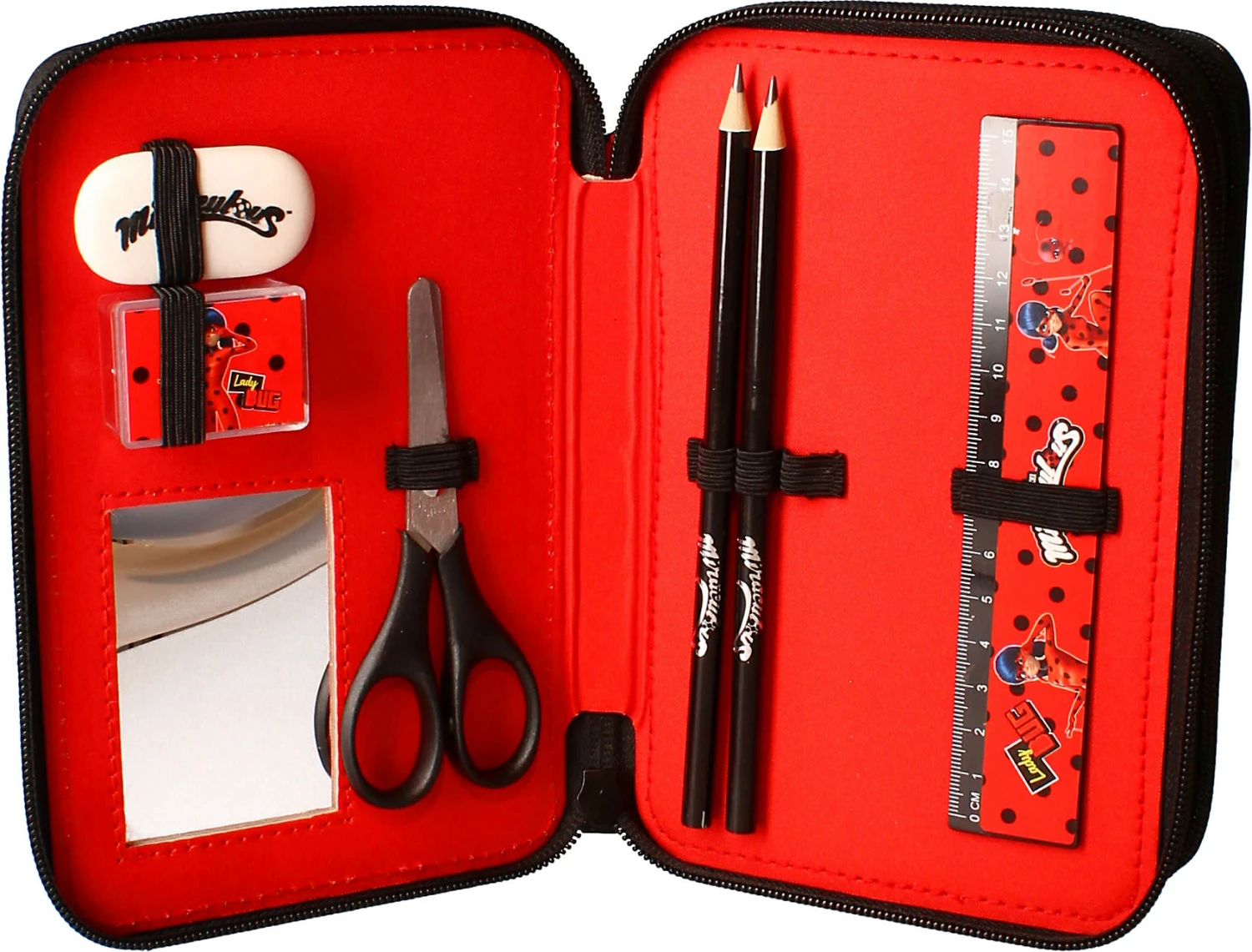 Doppel-Federmäppchen Miraculous Super Heroez, Befüllt, 9-tlg. 4 Doppel-Federmäppchen Miraculous Super Heroez, Befüllt, 9-tlg. – Bild 2